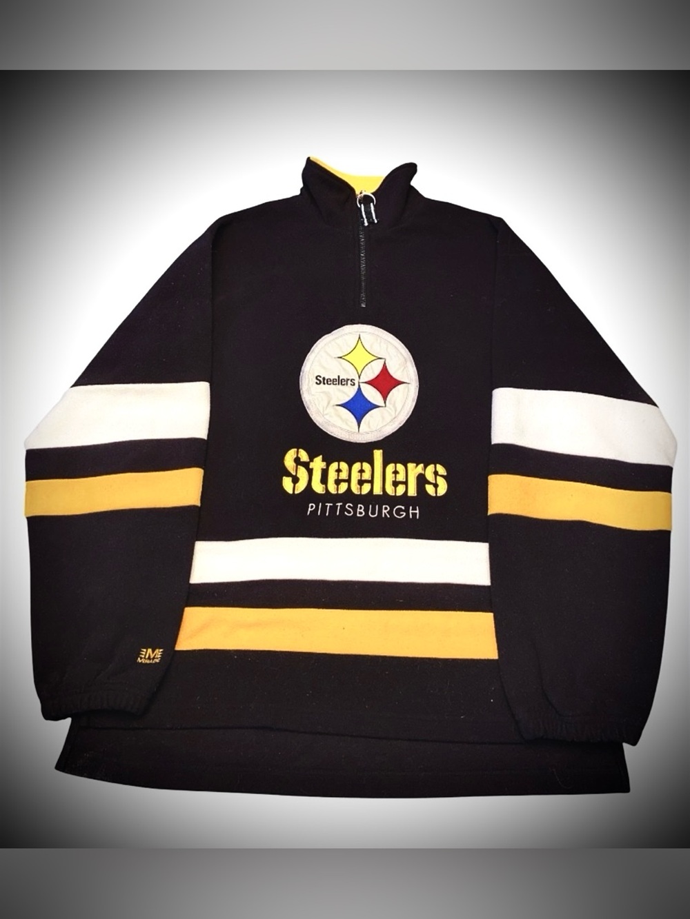 Pittsburgh Steelers Quarter Zip Fleece Embroidered and Stitched Patch throughout